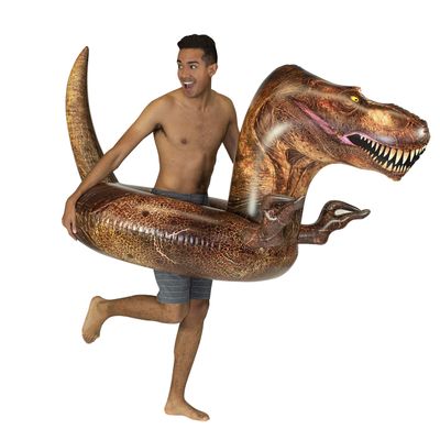 PoolCandy Inflatable T-Rex Dinosaur 48" Swim Ring. Perfect for Adults, Teens & Kids. Gigantic Deluxe Swimming Pool, Lake and River Toy.