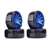 LAFEINA RC Plastic Wheel and Tire Set, 63mm Hard Tyres for 1/10 Drift Car HSP Tamiya HPI Kyosho On-Road Drifting Car (Blue) view 2