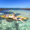 HOMCOM 10' x 5' Lily Pad Floating Mat, 3-Layer Floating Mat for Lake Portable Foam Raft for Family Recreation and Relaxing, Yellow view 2
