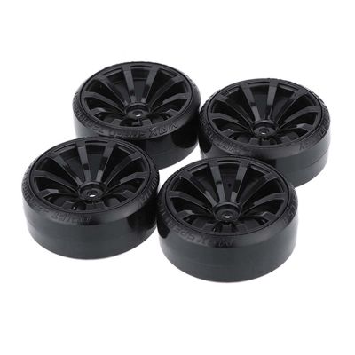 LAFEINA RC Plastic Wheel and Tire Set, 63mm Hard Tyres for 1/10 Drift Car HSP Tamiya HPI Kyosho On-Road Drifting Car (Black)