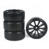 LAFEINA RC Plastic Wheel and Tire Set, 63mm Hard Tyres for 1/10 Drift Car HSP Tamiya HPI Kyosho On-Road Drifting Car (Black) view 4