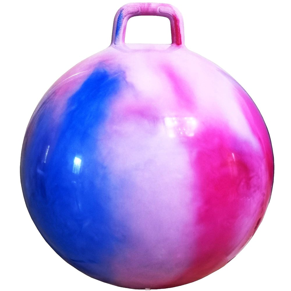 AppleRound Hippity Hoppity Hopball with Pump  Sit-On Bouncy Exercise Ball with Handle, 18 inch / 45 cm for Kids Ages 3-7, Cloud Colors (Red & Blue)
