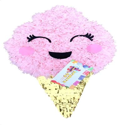 APINATA4U Cotton Candy Pinata Cotton Candy Birthday Party Pinata Pink & Gold Color