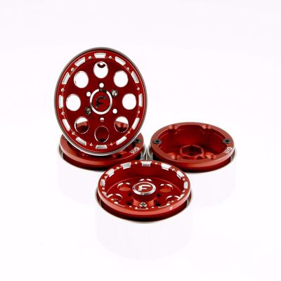 GDS Racing 1.9 inch Red Aluminum Beadlock Wheel Rim Thickness 1" for RC Model #093RD (4 Pack)