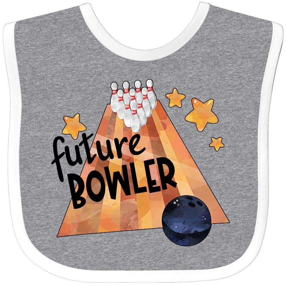 inktastic Future Bowler Bowling Ball and Pins Baby Bib Heather and White 3a64a