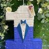 APINATA4U Number One Pinata, Suit and Bow Tie Themed First Birthday Pinata for Boys, Number 1 for Decoration, Handmade Blue and White, Baby Boy 1st Birthday Celebration & Gift view 2