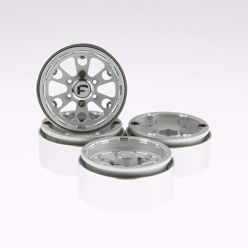 GDS Racing 1.9 inch Silver Aluminum Beadlock Wheel Rim Thickness 1" for RC Model #094SL (4 Pack)