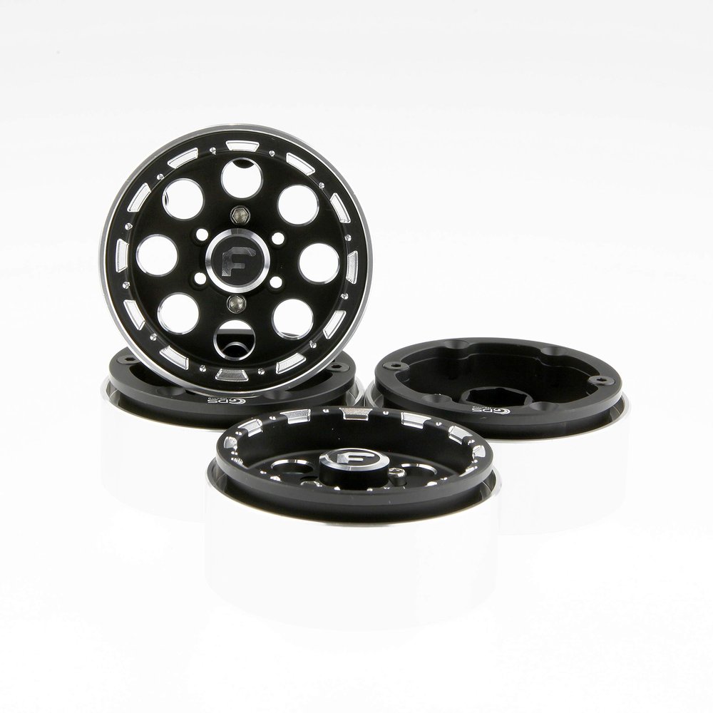 GDS Racing 1.9 inch Black Aluminum Beadlock Wheel Rim Thickness 1" for RC Model #093BK (4 Pack)