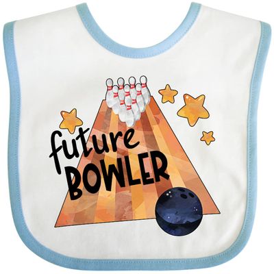 inktastic Future Bowler Bowling Ball and Pins Baby Bib White and Blue 3a64a