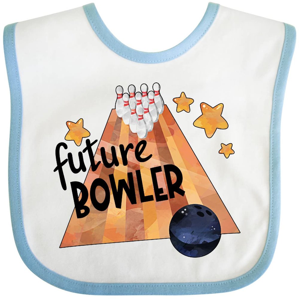 inktastic Future Bowler Bowling Ball and Pins Baby Bib White and Blue 3a64a