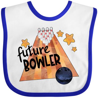 inktastic Future Bowler Bowling Ball and Pins Baby Bib White and Royal 3a64a