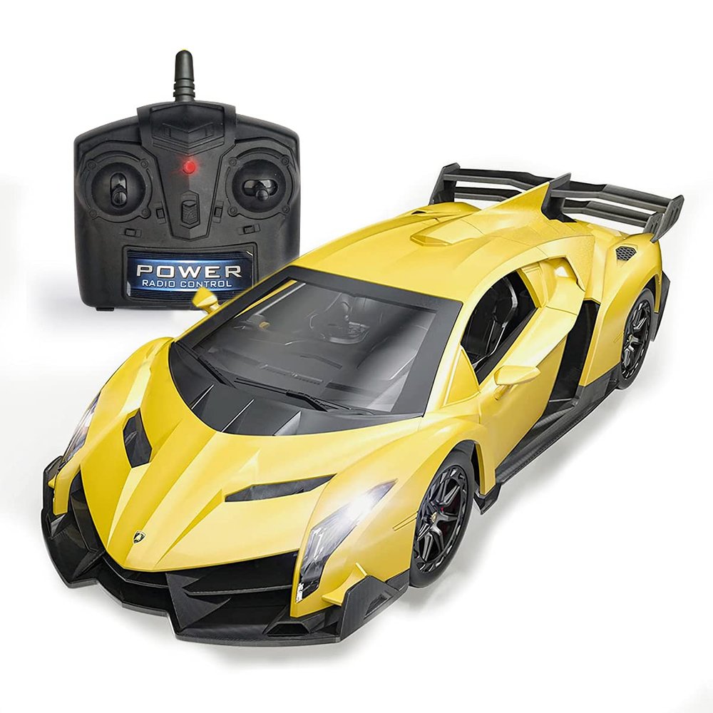 QUN FENG Remote Control RC CAR Racing Cars Compatible with Lamborghini Veneno Officially Licensed 1:24 Toy RC Cars Model Vehicle for Boys 6,7,8 Years Old,Yellow