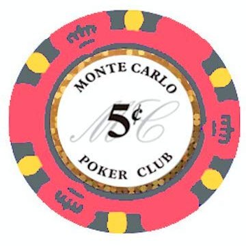 5 Cent Monte Carlo Lower Denominations - 100 Poker Chips (Pink)