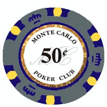 50 Cent Monte Carlo Lower Denominations - 100 Poker Chips (Gray)