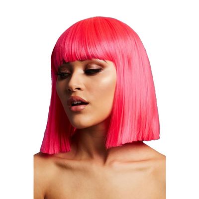 Smiffys Fever Lola Wig, Neon Pink