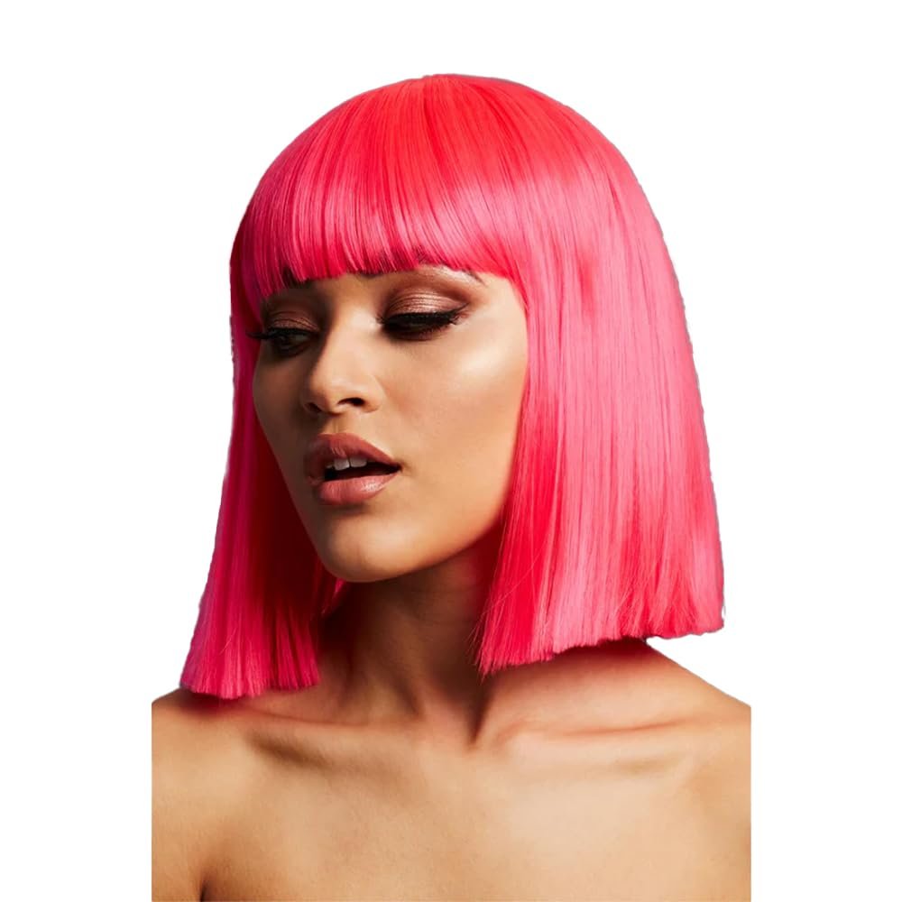 Smiffys Fever Lola Wig, Neon Pink