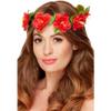 Smiffys Hawaiian Flower Crown, Red with Ribbon, Hawaiian Luau Fancy Dress, Hawaiian Dress Up Accessories view 2