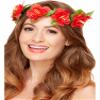 Smiffys Hawaiian Flower Crown, Red with Ribbon, Hawaiian Luau Fancy Dress, Hawaiian Dress Up Accessories view 4