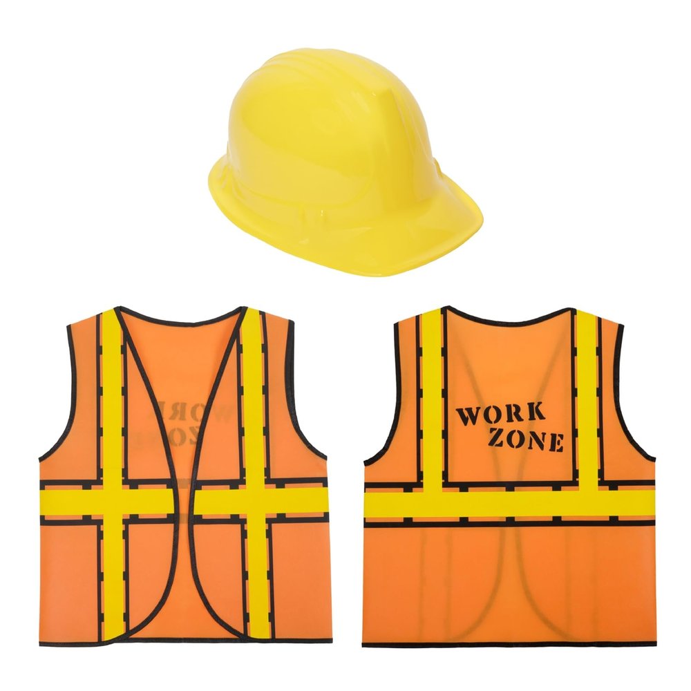 BLUE PANDA Construction Hats Costume Kit - One Size Fits Most, Multicolor, 6-Pack - Construction Vests & Hard Hats for Birthday Parties & Classroom Activities