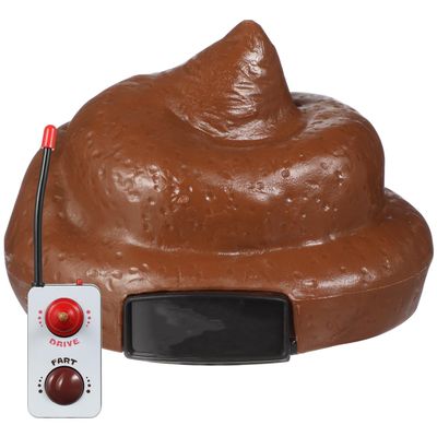 NUOBESTY Poop Car Remote Control Plastic Simulation Stool Toy Shit Poop Car with Spinning and Farting Action for Halloween April Fools Day Party Kids Child Toy