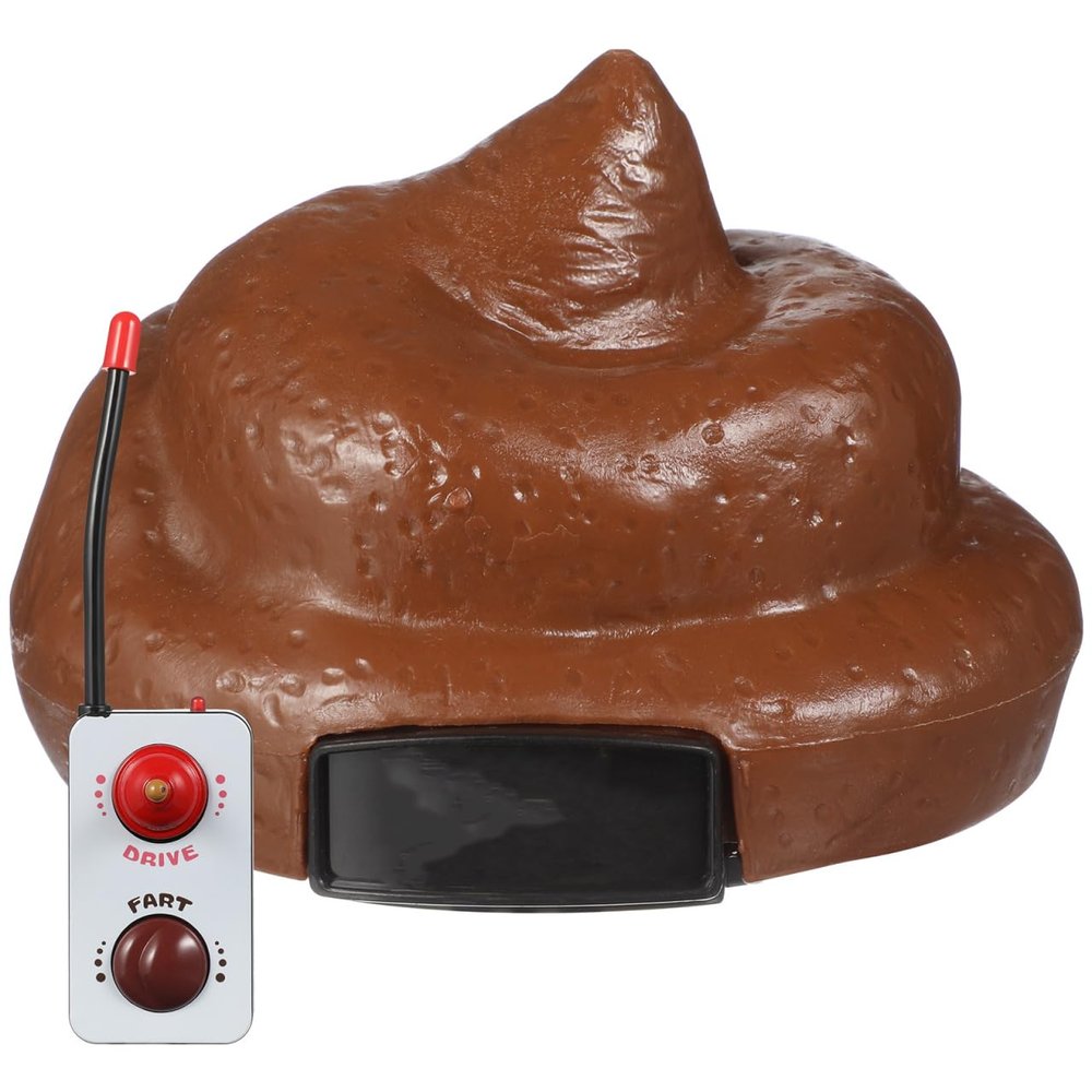 NUOBESTY Poop Car Remote Control Plastic Simulation Stool Toy Shit Poop Car with Spinning and Farting Action for Halloween April Fools Day Party Kids Child Toy
