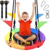 Odoland 24 inch Chidren Tree Swing Net Swing Outdoor Kid Platform Swing with Detachable 600LB Weight Load Oxford Fabric and Adjustable Hanging Ropes for Tree, Backyard and Indoor Color view 1