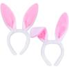 Aneco 2 Pack Easter Bunny Headband 6.5 x 5.3 Inch Plush Pink Bunny Headbands Ears for Easter Party Favor Birthday Costume Supplies view 1