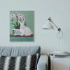 Stupell Industries Rabbit and Flowers Pink Green Animal Painting, Design by Sally B Wall Art, 24 x 30, Canvas view 2