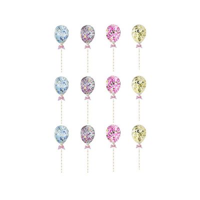 12pcs Colorful Confetti Balloon Wedding Cake Topper Latex Confetti Balloons Decorative Party Supplies Fruit Insert Cake Picks