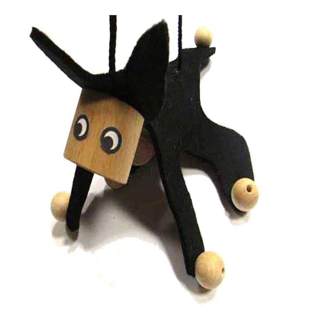 Marionette Puppet Wood Children Felt Kalle Fux Wooden Toys Cat Black