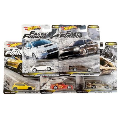 Hot Wheels Fast & Furious Fast Tuners Premium Die Cast Set (Honda Civic EG, Mazda Rx-7 FD, Subaru WRX, Nissan Silvia, 240SX)