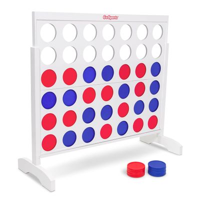 GoSports 4 Foot Width Giant Portable 4 in a Row Game Classic White Finish with Rules and Carry Bag