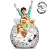 Ambesonne Pets Storage Toy Bag Chair, Playful Cool Cat Meow Animals Doodle with Hearts Love My Kitty, Stuffed Animal Organizer Washable Bag, Large Size, Beige Pale Pink view 3