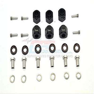 GPM For Traxxas TRX-6 Merc-Benz G63 (88096-4) Aluminum Hex Adapters 9mm Thick - 30Pc Set Black