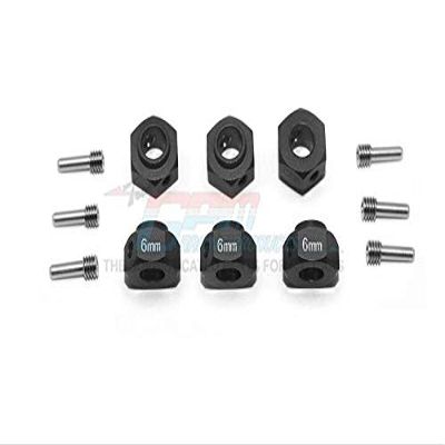 GPM For Traxxas TRX-6 Merc-Benz G63 (88096-4) Aluminum Hex Adapters 6mm Thick - 12Pc Set Black