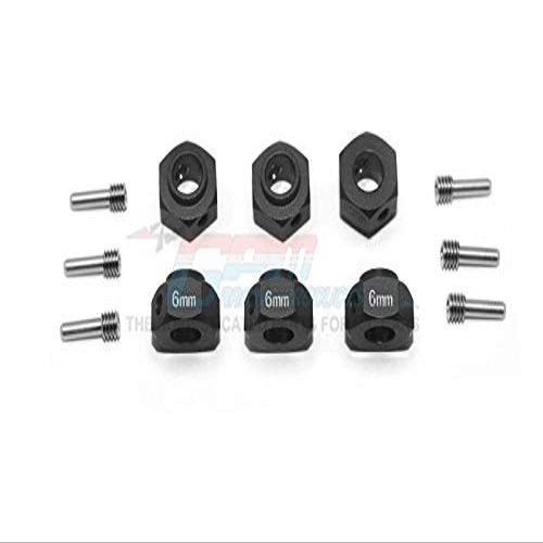 GPM For Traxxas TRX-6 Merc-Benz G63 (88096-4) Aluminum Hex Adapters 6mm Thick - 12Pc Set Black