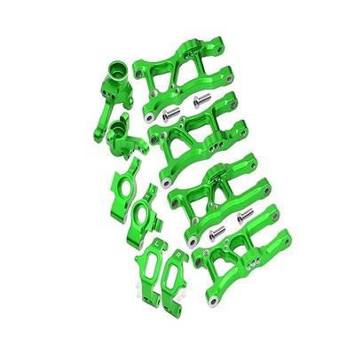 GPM For Traxxas Ford GT 4-Tec 2.0 (83056-4) Upgrade Parts Aluminum Front Lower Arms, Rear Lower Arms, Front+Rear Knuckle Arms, Front C Hubs Combo Packs - 18Pc Set Green