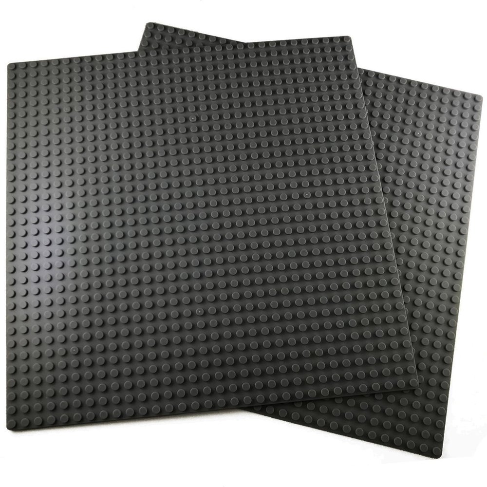Apostrophe Games Building Blocks Base Plates Compatible with All Major Brands 2 Pack, 10-1/16" x 10-1/16" Inches Baseplate for Building Bricks Durable and Sturdy (2X Dark Gray)