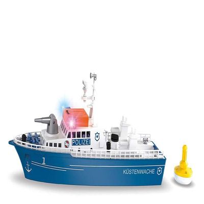 Siku 5401, Police Boat, Plastic, Blue/White, Water Cannon, Light, Sound, Stern Flap, Incl. Buoy