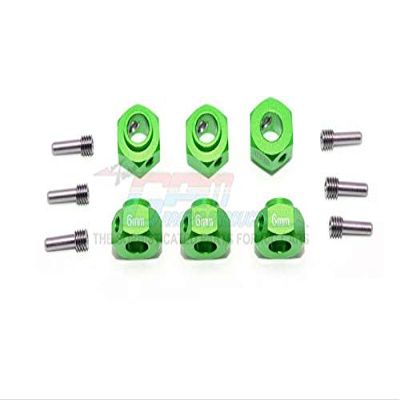 GPM For Traxxas TRX-6 Merc-Benz G63 (88096-4) Aluminum Hex Adapters 6mm Thick - 12Pc Set Green