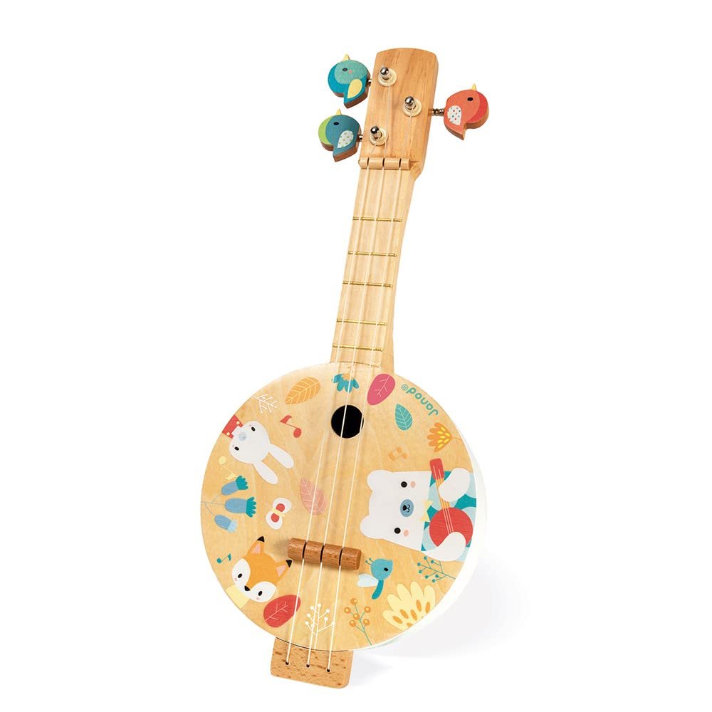 Janod - Pure Banjo Children's Musical Instrument Ages 3+ - Music Education - Adorable Design - Encourages Creativity and Safe Play, Durable