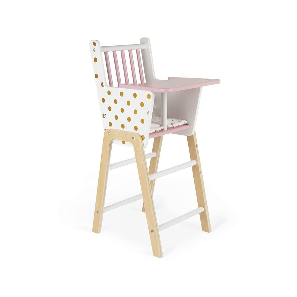 Janod Candy Chic Highchair Wooden Baby Doll Chair - Ages 3+ - J05888