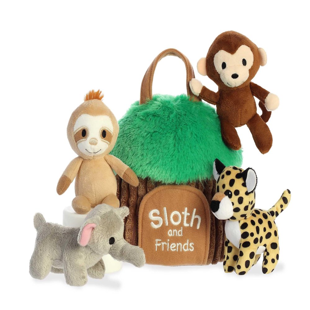 Aurora Engaging Baby Talk Sloth and Friends Baby Stuffed Animal - A Fun Playset for Sensory Engagement and Play - for Babies and New Parents - Multicolor 6.5 Inches