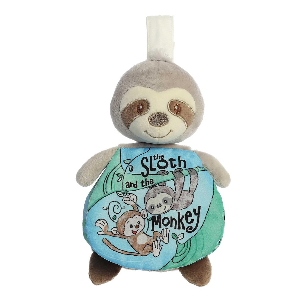 Aurora Engaging Story Pals Sloth and The Monkey Baby Stuffed Animal - Soft Book for Parents to Create a Bedtime Routine - Perfect for Nusery Decor, Cribs, and Strollers - Multicolor 9 Inches