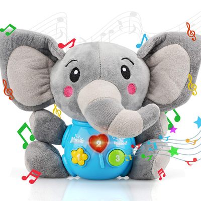 STEAM Life Baby 3-6 Months Boy Gifts Musical Toys Plush Elephant Infant 0-6 6-12 Month Light Up Stuffed Aminal for Newborn Toddler