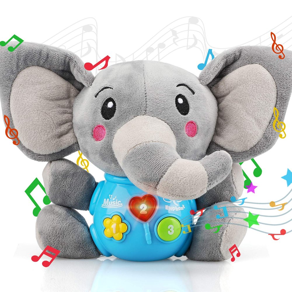 STEAM Life Baby 3-6 Months Boy Gifts Musical Toys Plush Elephant Infant 0-6 6-12 Month Light Up Stuffed Aminal for Newborn Toddler