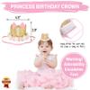 1st Birthday Girl Decoration High Chair Tutu Skirt WITH No.1 Crown -1st Birthday Decorations Cake Smash for Baby Girls - First Birthday Banner, Princess Crown and 'ONE' Cake Topper in Baby Pink n Gold view 3