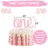 1st Birthday Girl Decoration High Chair Tutu Skirt WITH No.1 Crown -1st Birthday Decorations Cake Smash for Baby Girls - First Birthday Banner, Princess Crown and 'ONE' Cake Topper in Baby Pink n Gold view 4