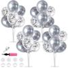 TONIFUL 4 Silver Balloon Stand Centerpiece Table Decorations for 25th Wedding Anniversary Bridal Shower 2026 Graduation Party Decoration, New Year 2026 Christmas Birthday Decorations view 1