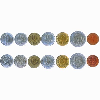 7 Different Coins from Warsaw Pact Countries. Cold WAR ERA Until 1991 Old Coins